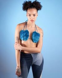 Image 3 of BLUE HEART-SHAPED FAUX FUR TOP