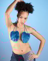 Image 1 of BLUE HEART-SHAPED FAUX FUR TOP