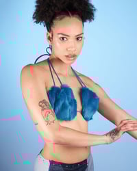 Image 2 of BLUE HEART-SHAPED FAUX FUR TOP