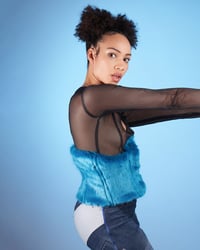 Image 2 of UNISEX BLUE FAUX FUR UNDERBUST CORSET