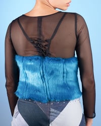 Image 3 of UNISEX BLUE FAUX FUR UNDERBUST CORSET