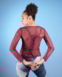 Image 3 of BURGUNDY FISHNET TOP