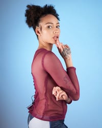 Image 2 of BURGUNDY FISHNET TOP