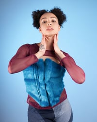 Image 1 of UNISEX BLUE FAUX FUR CORSET