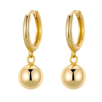 Image 3 of Huggie Gold Ball Earrungs 