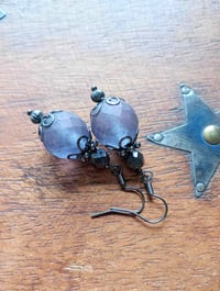 Image 8 of Victorian Filigree Purple Czech Glass Earrings, Pierced or Clip On