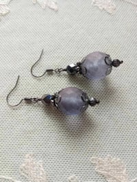 Image 9 of Victorian Filigree Purple Czech Glass Earrings, Pierced or Clip On