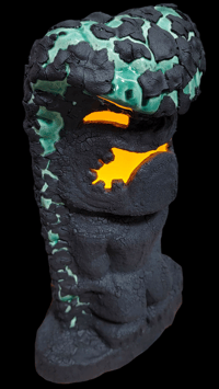 Image 3 of Tiki Classics Large 12" Ceramic Ku Tiki Lamp PACIFIC BLUE w/LAVA