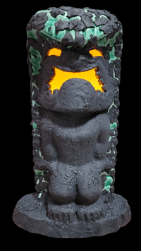 Image 2 of Tiki Classics Large 12" Ceramic Ku Tiki Lamp PACIFIC BLUE w/LAVA