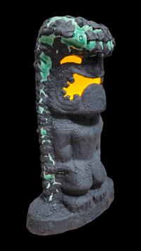 Image 1 of Tiki Classics Large 12" Ceramic Ku Tiki Lamp PACIFIC BLUE w/LAVA