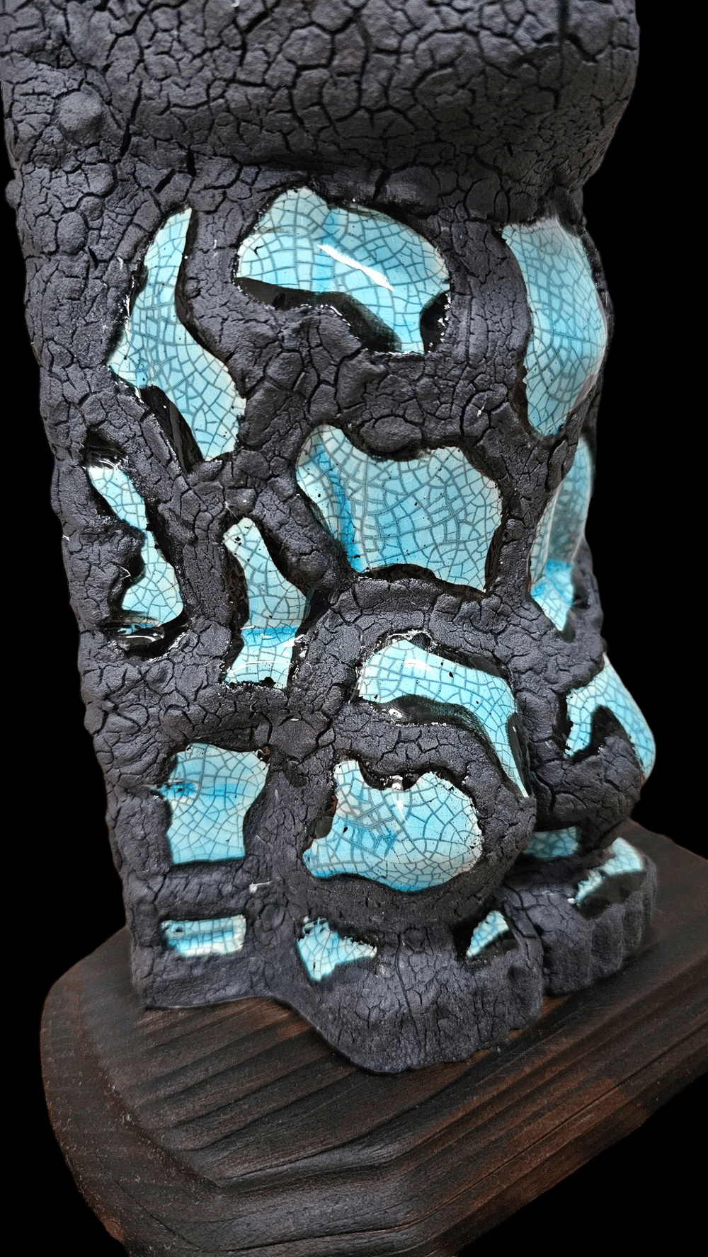 Large 12" Ceramic Ku Tiki Lamp BLUE LAGOON
