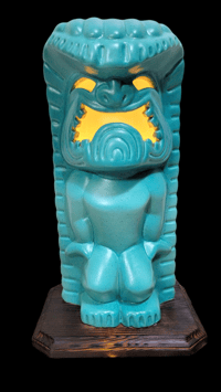 Image 1 of Tiki Classics Large 12" Ceramic Ku Tiki Lamp SPECKLED SEAGREEN