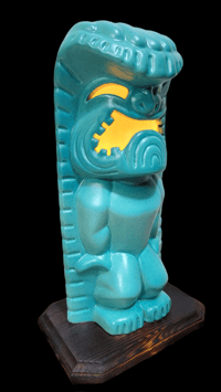 Image 2 of Tiki Classics Large 12" Ceramic Ku Tiki Lamp SPECKLED SEAGREEN