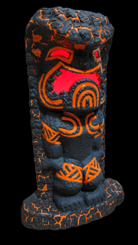 Image 2 of Tiki Classics Large 12" Ceramic Ku Tiki Lamp ORANGE LAVA WITH TATTOOS