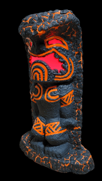 Image 3 of Tiki Classics Large 12" Ceramic Ku Tiki Lamp ORANGE LAVA WITH TATTOOS
