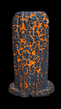 Image 4 of Tiki Classics Large 12" Ceramic Ku Tiki Lamp ORANGE LAVA WITH TATTOOS