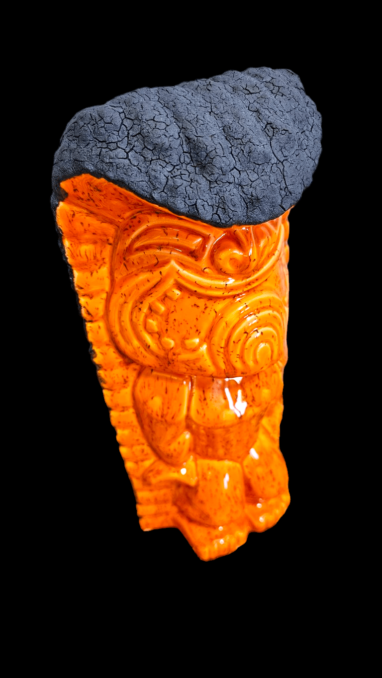 Large 12" Ceramic Ku Tiki Statue Vintage Jamar Mallory Mold FIREBURST LAVA