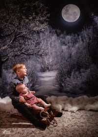 Christmas Backdrop: Frosty Winter Night - with Sweep Option