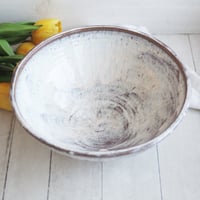 Image 3 of Gorgeous Hand Carved Large Rustic Serving Bowl in Dripping White and Speckled Brown, Made in USA