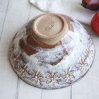 Image 10 of Gorgeous Hand Carved Large Rustic Serving Bowl in Dripping White and Speckled Brown, Made in USA