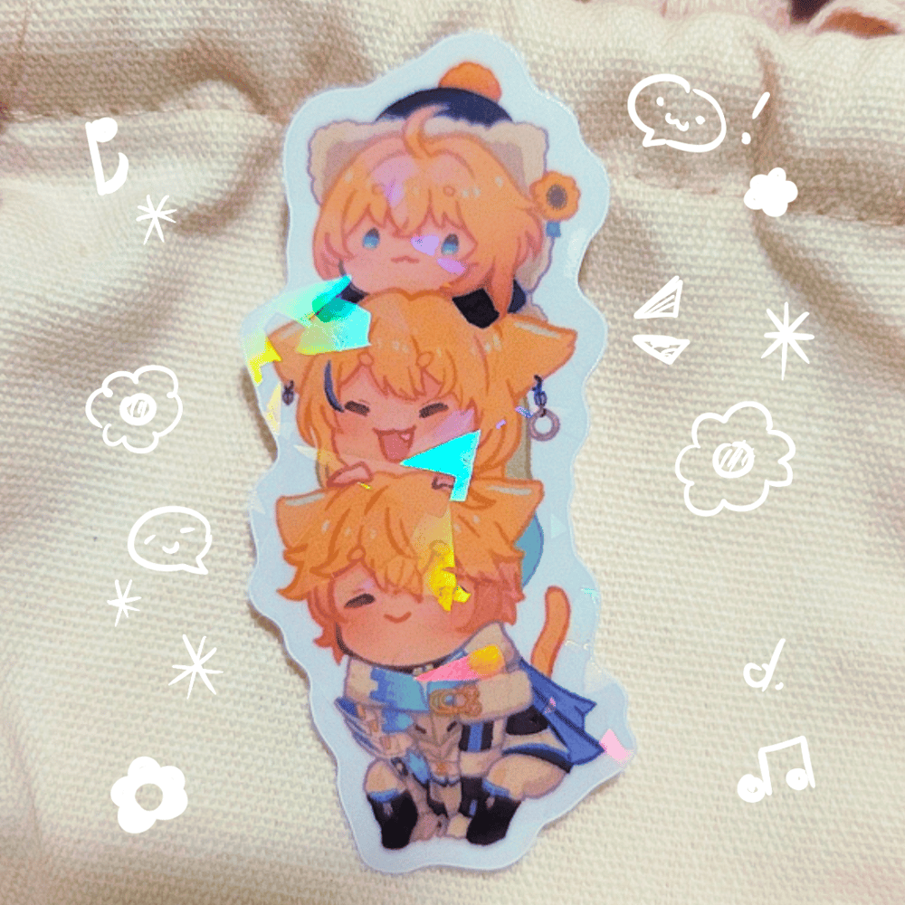 Image of HONKAI STAR RAIL LANDAU SIBLING’S CAT PILE HOLO STICKER