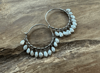 Image 10 of Sterling silver Pearl Hoops /n137