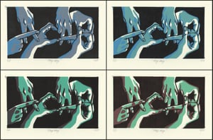 TREIZE DOUZE - Linogravue originale - 3 couleurs - Reduction print - Série limitée à 25 ex