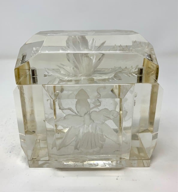 Image of Mini Victorian Lucite Box- Clear with Flowers
