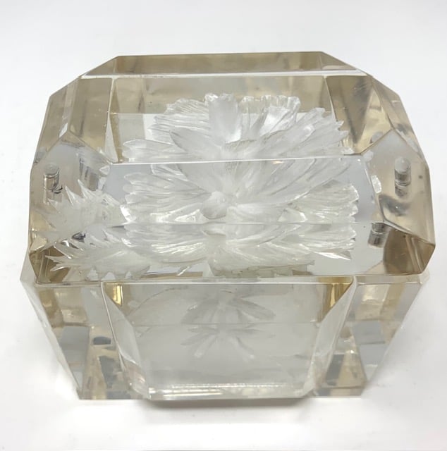 Image of Mini Victorian Lucite Box- Clear with Flowers