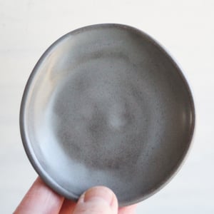 Image of Small Spoon Rest in Rustic Modern Matte Gray Glaze, Teaspoon Dish for Coffee Station, Made in USA
