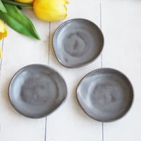 Image 3 of Small Spoon Rest in Rustic Modern Matte Gray Glaze, Teaspoon Dish for Coffee Station, Made in USA