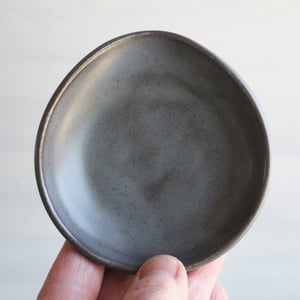 Image of Small Spoon Rest in Rustic Modern Matte Gray Glaze, Teaspoon Dish for Coffee Station, Made in USA