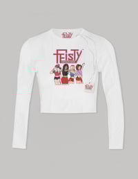 FEISTY Micro Crop Tee (Long Sleeve) White