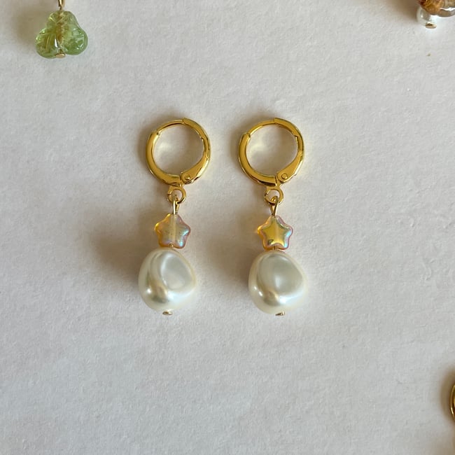 topaz 'starpearl' gold huggie hoops