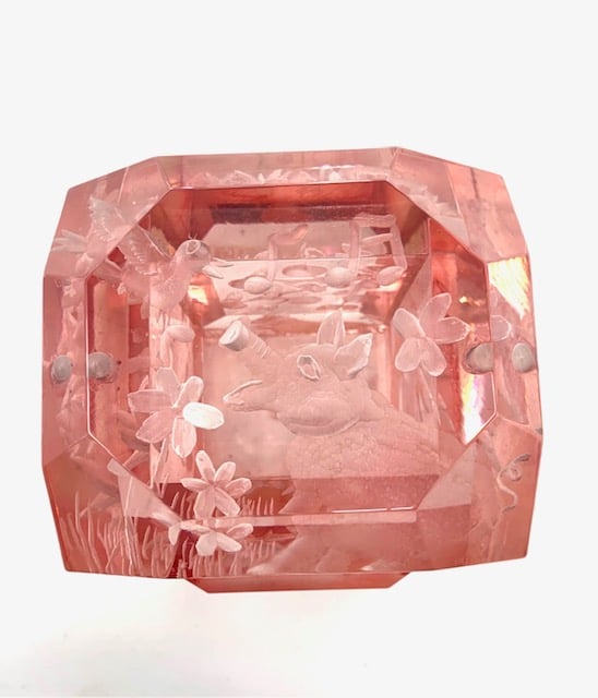 Image of Petite Lucite Box- pink with pigs!