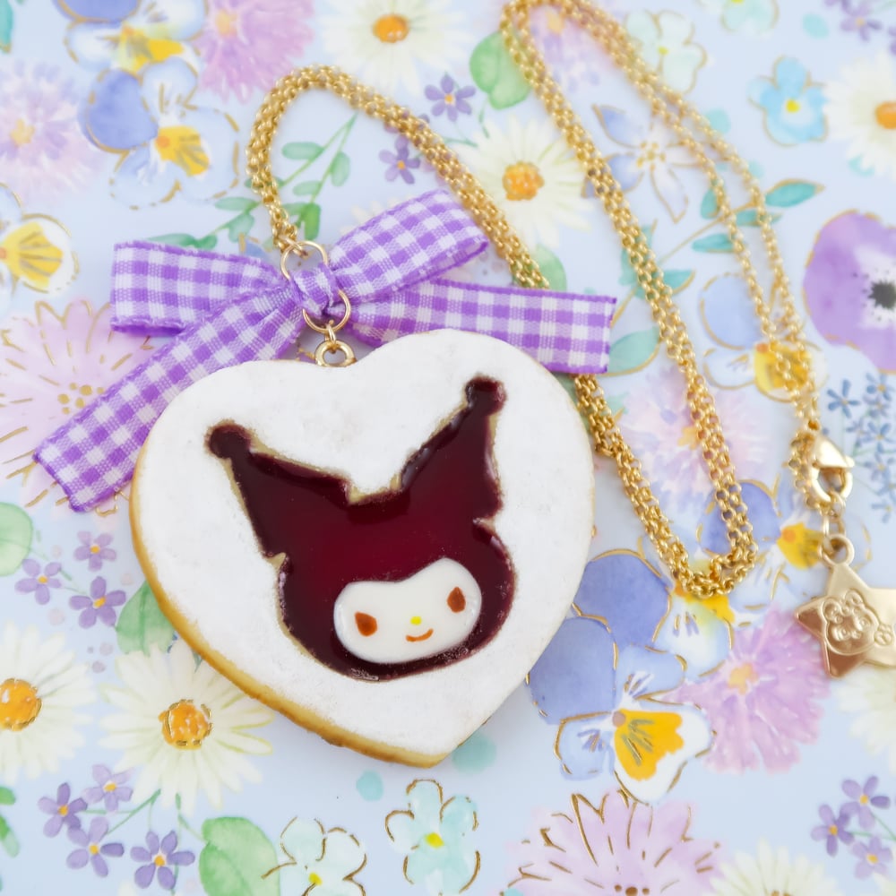 Kuromi Linzer Cookie Necklace