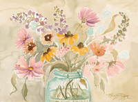 Vintage Mason Jar Flowers -Fine Art Print