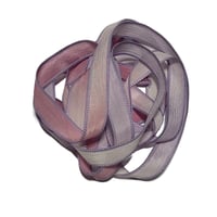 Image 6 of  1PC. WINE & ROSES 42" hand dyed wrist wrap bracelet silk ribbon/by COLOR KISSED SILK