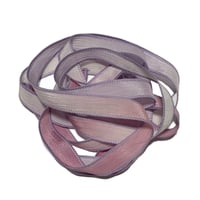 Image 8 of  1PC. WINE & ROSES 42" hand dyed wrist wrap bracelet silk ribbon/by COLOR KISSED SILK