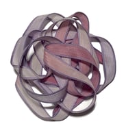 Image 9 of  1PC. WINE & ROSES 42" hand dyed wrist wrap bracelet silk ribbon/by COLOR KISSED SILK