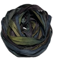 Image 1 of 10YD. WIZARDS & DRAGONS HAND DYED RECYCLED SARI SILK RIBBON BUNDLES by COLOR KISSED SILK