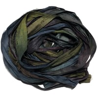 Image 2 of 10YD. WIZARDS & DRAGONS HAND DYED RECYCLED SARI SILK RIBBON BUNDLES by COLOR KISSED SILK