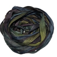 Image 5 of 10YD. WIZARDS & DRAGONS HAND DYED RECYCLED SARI SILK RIBBON BUNDLES by COLOR KISSED SILK