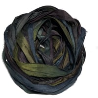 Image 8 of 10YD. WIZARDS & DRAGONS HAND DYED RECYCLED SARI SILK RIBBON BUNDLES by COLOR KISSED SILK