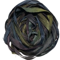 Image 9 of 10YD. WIZARDS & DRAGONS HAND DYED RECYCLED SARI SILK RIBBON BUNDLES by COLOR KISSED SILK