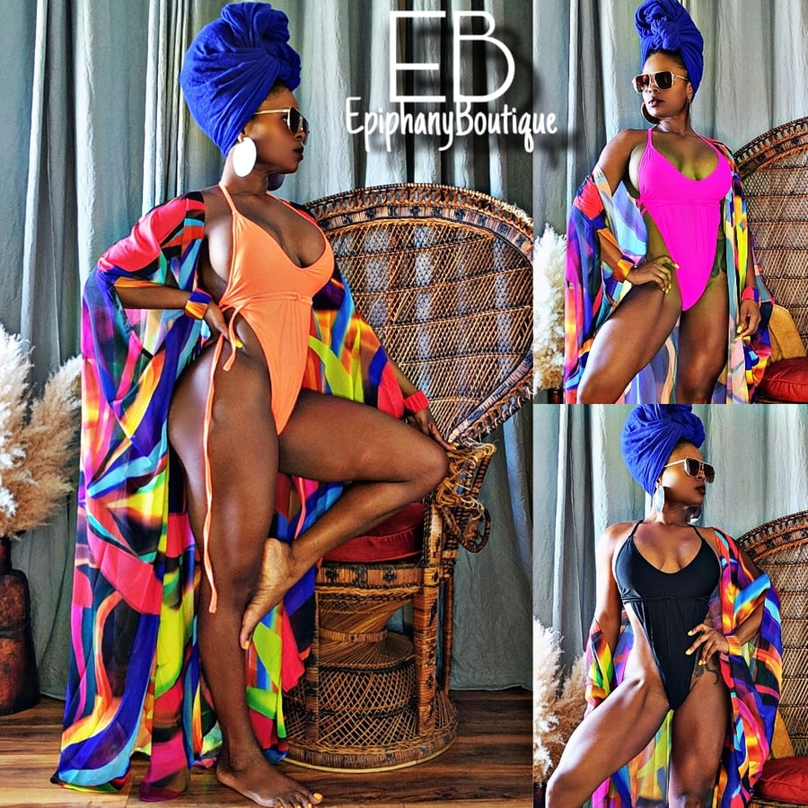 Image of The Mila Swimsuit & The Goddess Abstract Duster/Cover-Up: **SEPARATES**