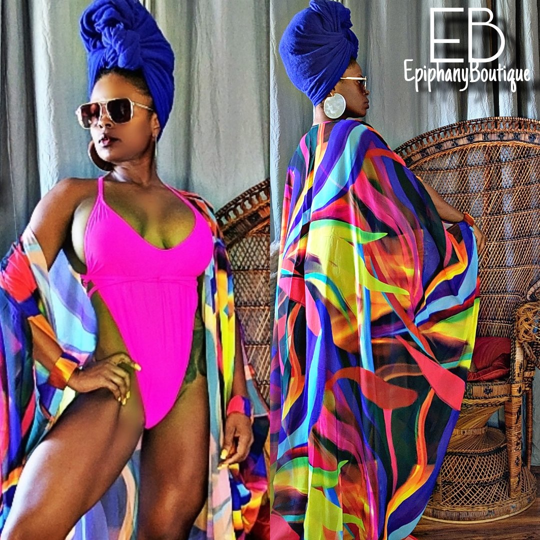 Image of The Mila Swimsuit & The Goddess Abstract Duster/Cover-Up: **SEPARATES**
