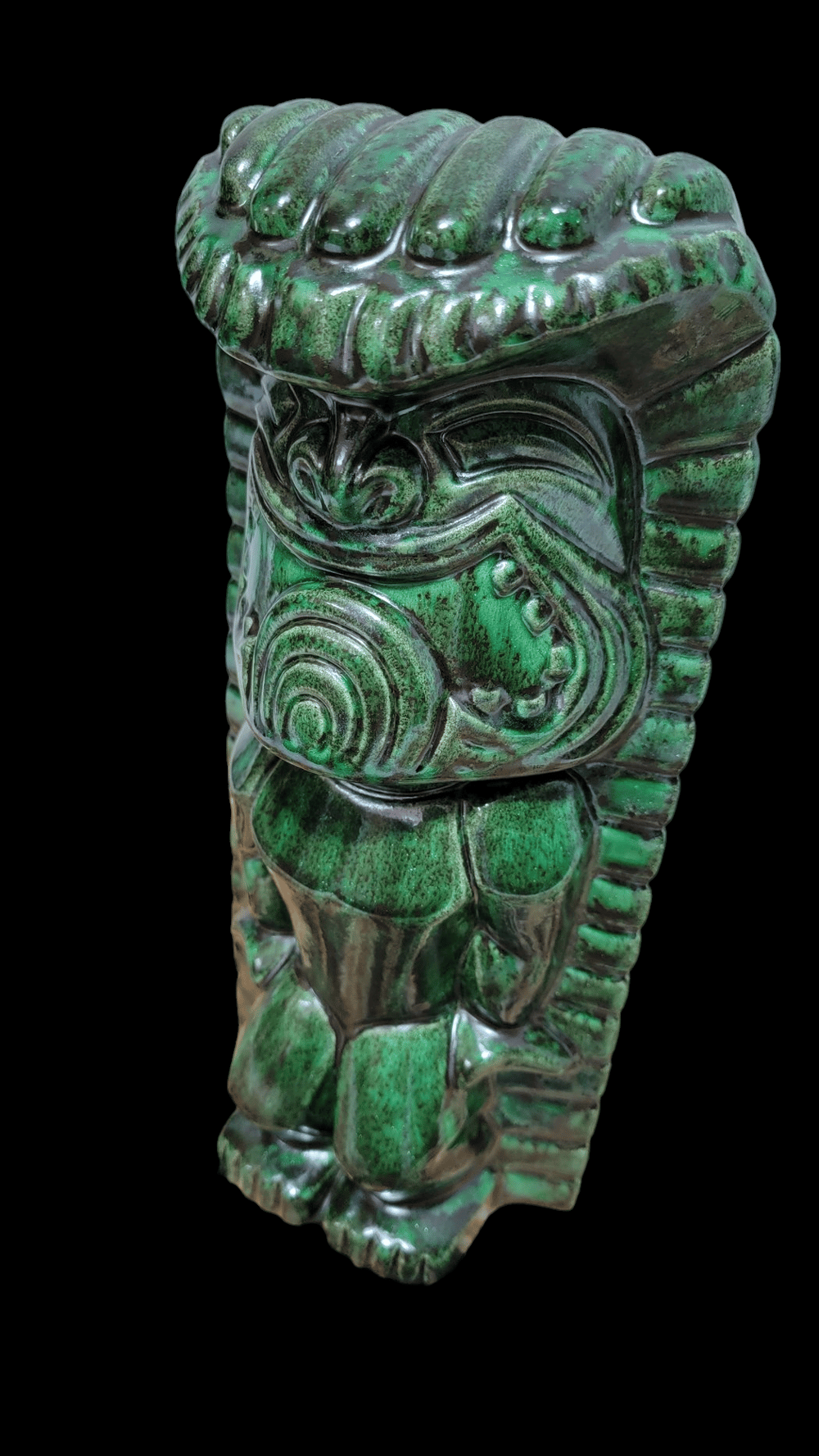 Large 12" Ceramic Ku Tiki Statue Vintage Jamar Mallory Mold MALACHITE
