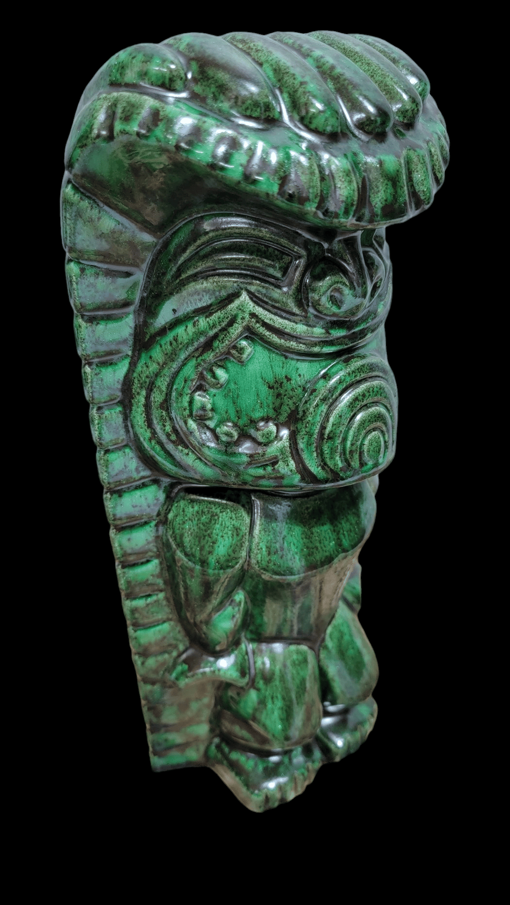 Large 12" Ceramic Ku Tiki Statue Vintage Jamar Mallory Mold MALACHITE