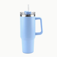 Image 2 of Tumbler With Lid And Straw - 40oz/1200ml 304 Stainless Steel Tumbler For Hot And Cold Drinks